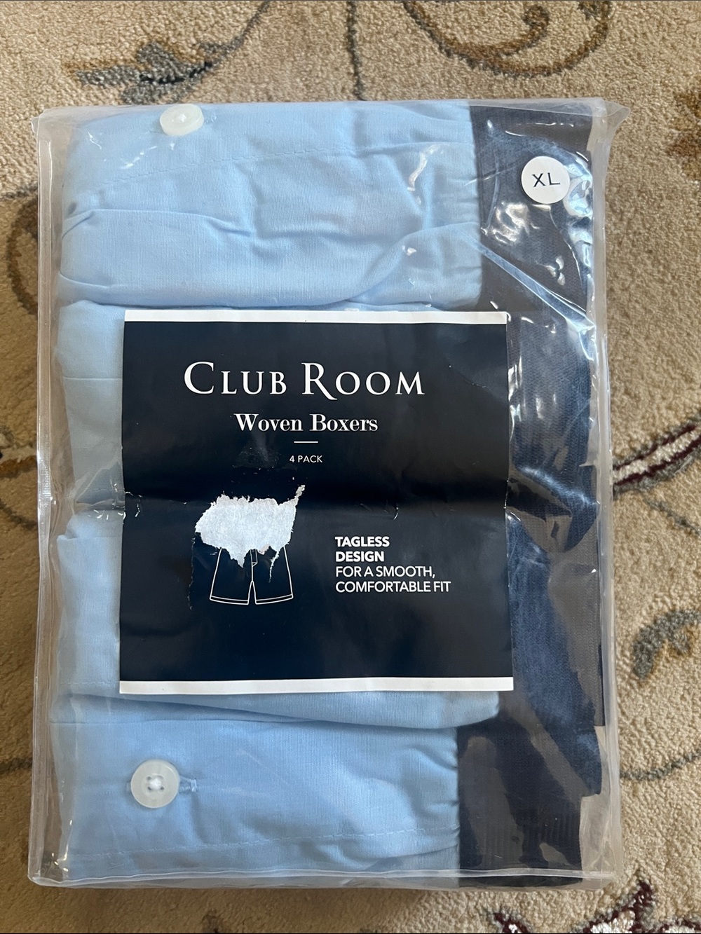 Club Room Light Blue and Navy Woven Boxers (4-Pack)